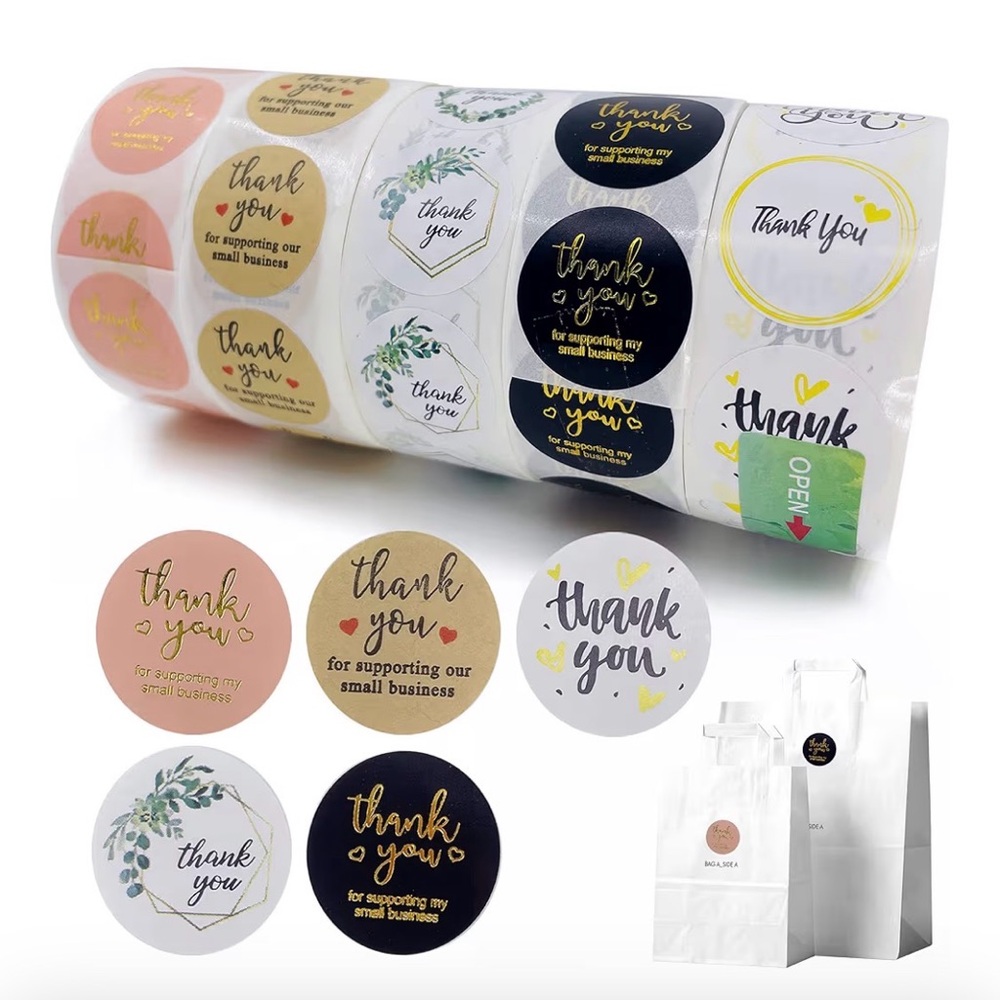 Thank You Stickers Roll for Small Business - Multicolor
